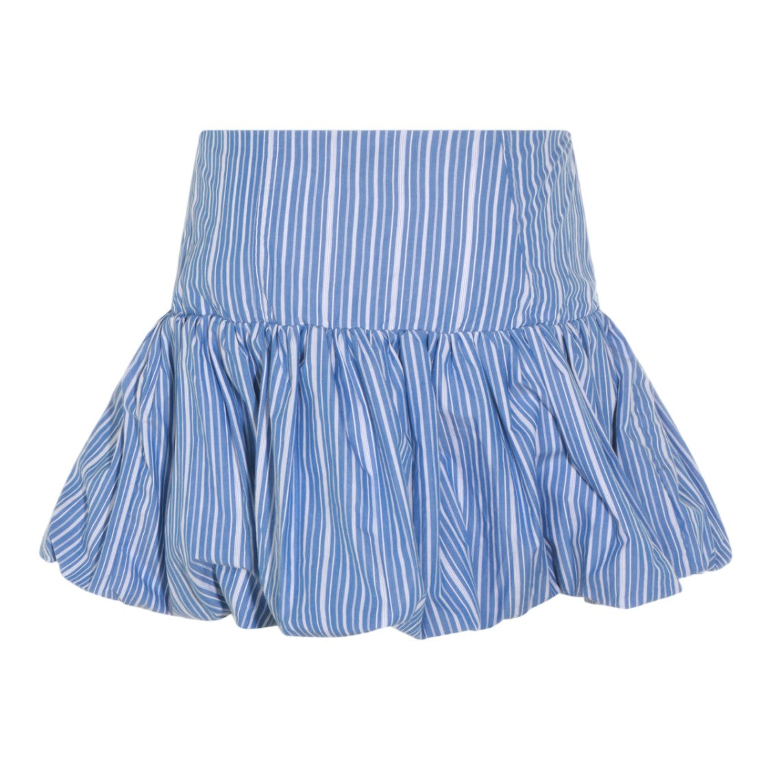 Ganni High-Waisted Striped Mini Skirt With Gathered Hem