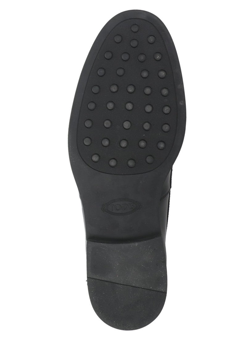 Tod's Black Front Mask Leather Loafers