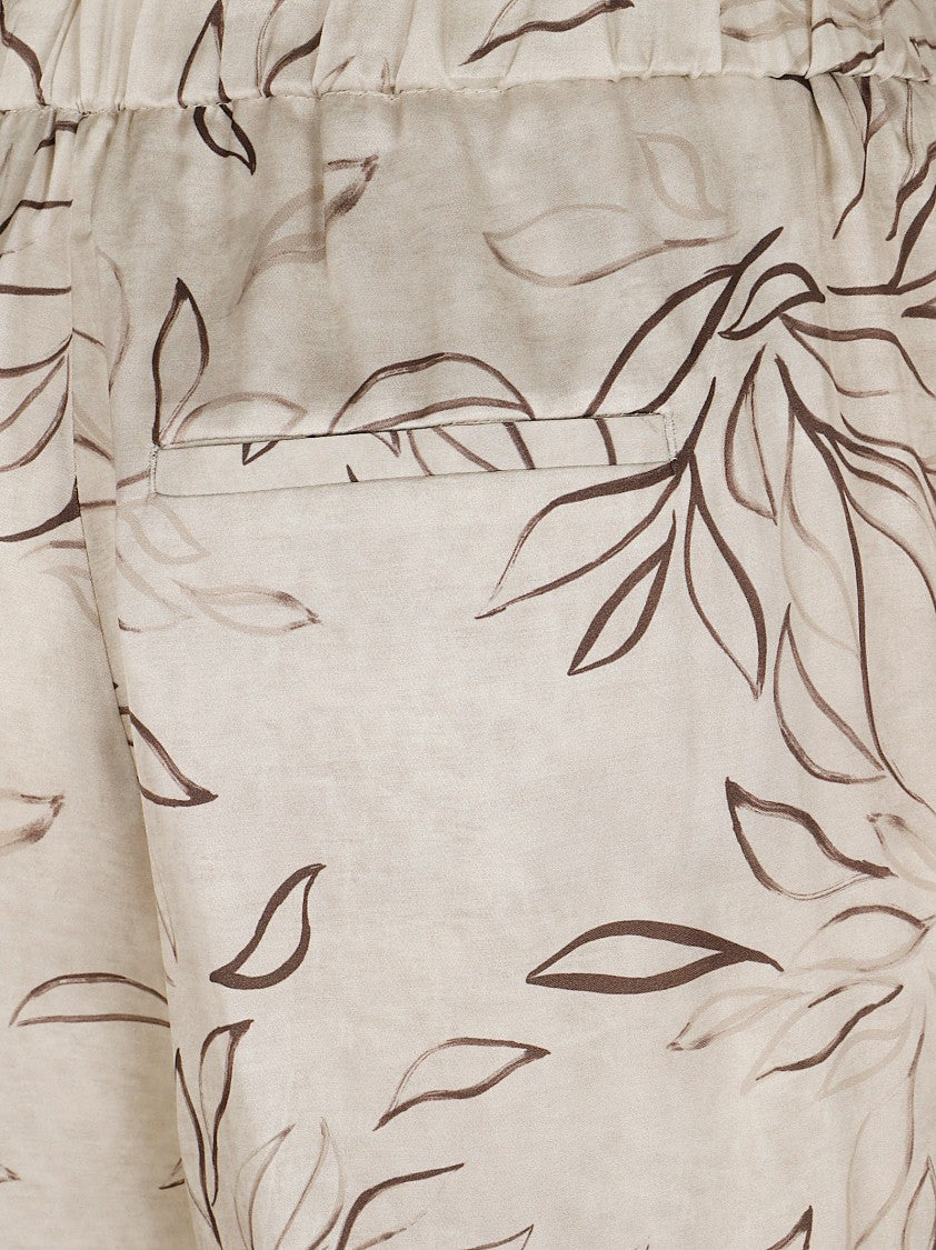 Peserico Fluid Wide-Leg Palazzo Pants With Botanical Print