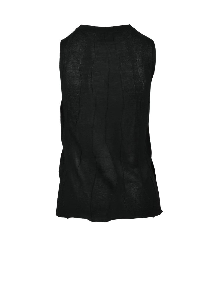 Alpha Studio Black Viscose Polyester Vest