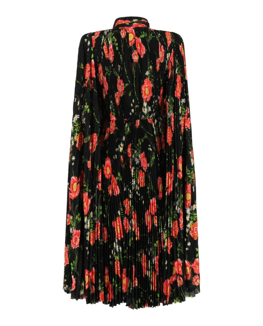 Balenciaga Pleated Floral Midi Dress