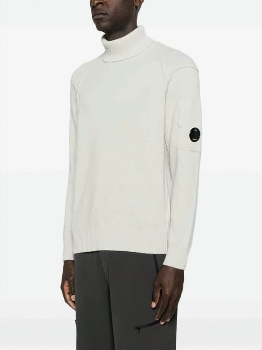 C.P. Company Ribbed Knit Turtleneck Sweater With Folded Collar And Distinctive Sleeve Patch