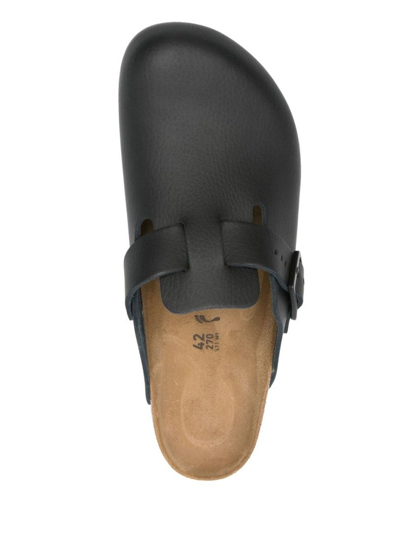 Birkenstock Closed-Toe Black Leather Sandals With Adjustable Strap