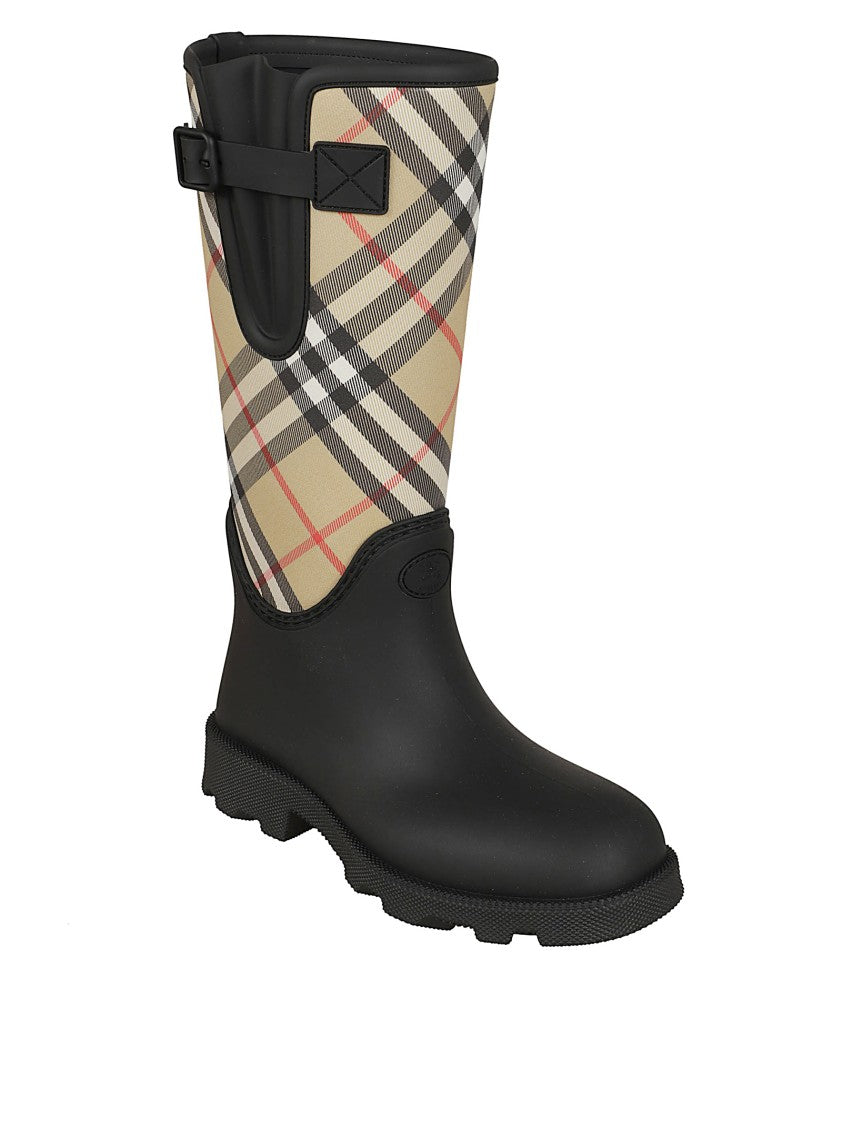 Burberry Woven Burberry Check Rain Boots