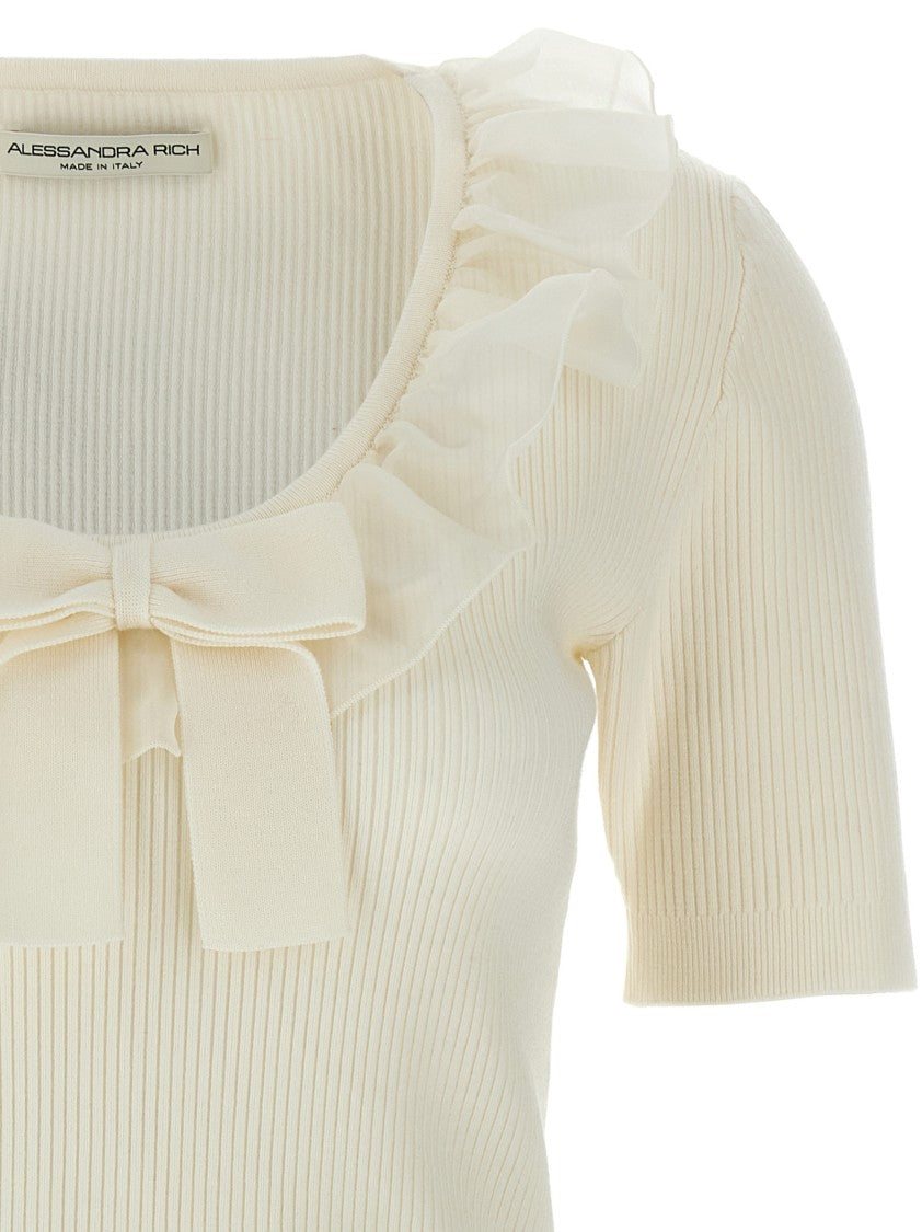 Alessandra Rich Ruffled Neckline T-Shirt