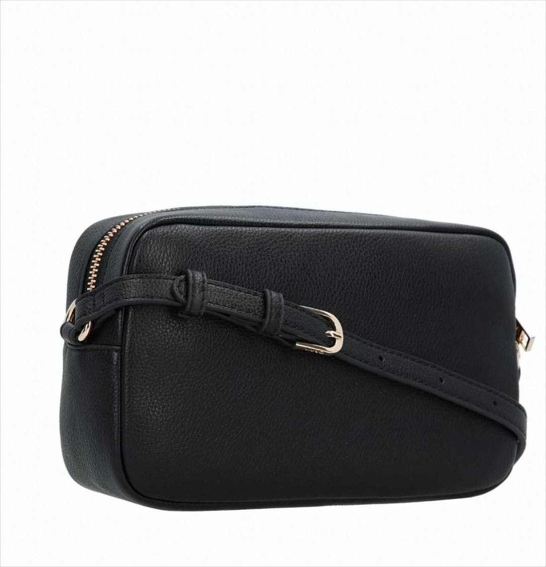 Liu Jo Compact Black Shoulder Bag With Drummed-Effect Texture