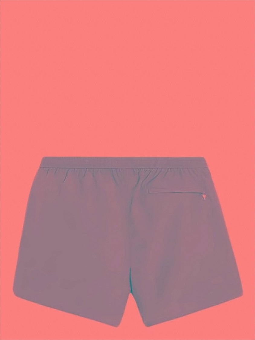 Ami Paris Streamlined Swim Shorts With Elastic Waistband And Heart Detail