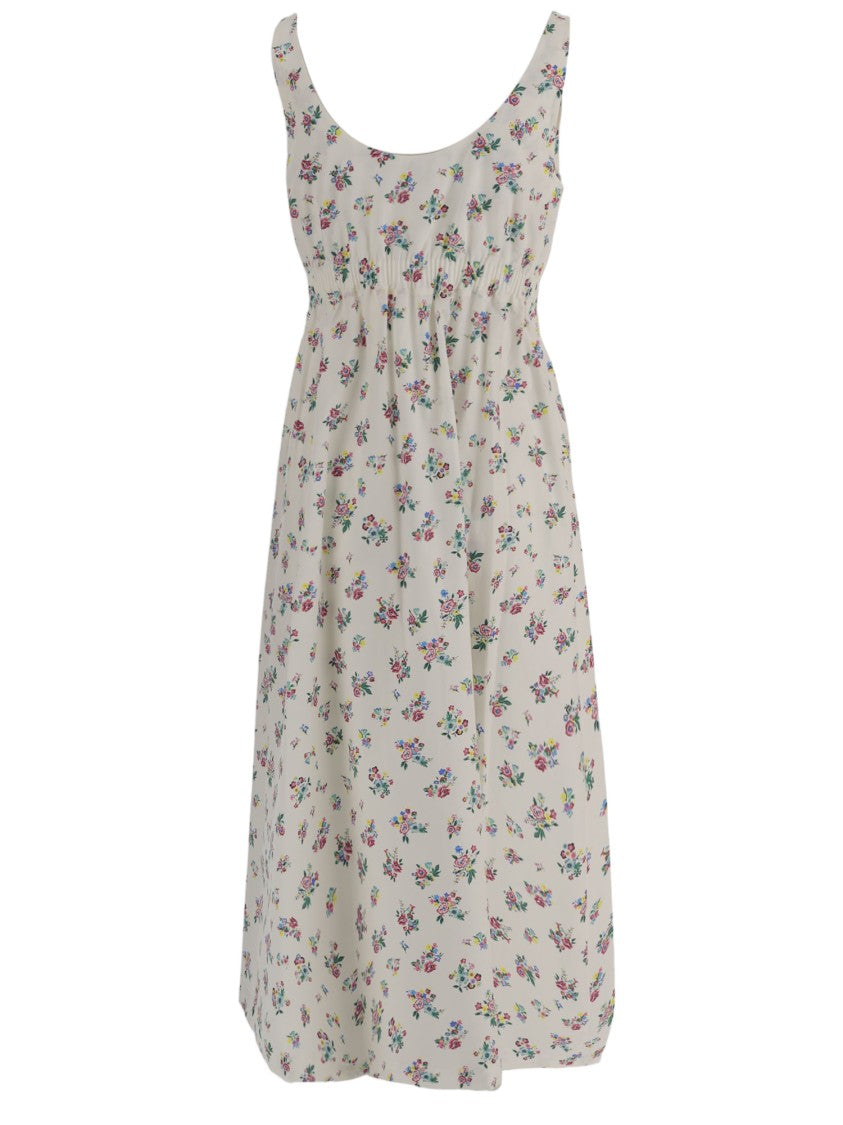 Tory Burch Floral Patterned Cotton Dress With Gathered Waist