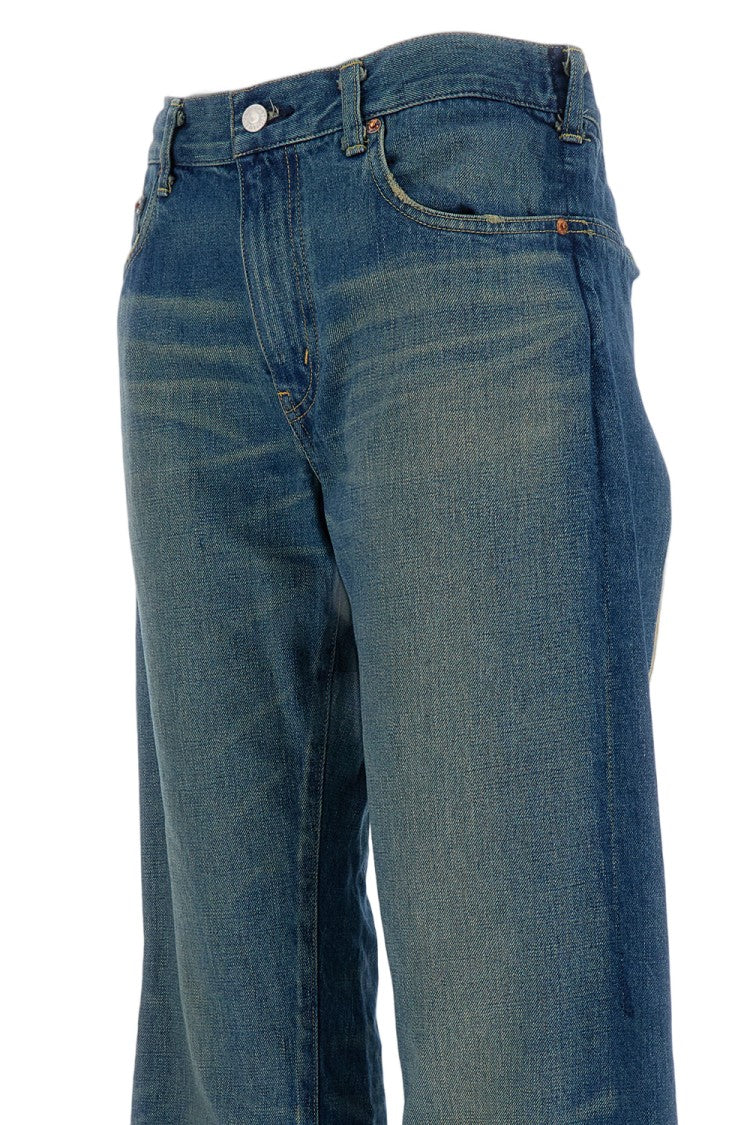 Junya Watanabe Wide-Leg Vintage-Effect Jeans With Pleated Detailing