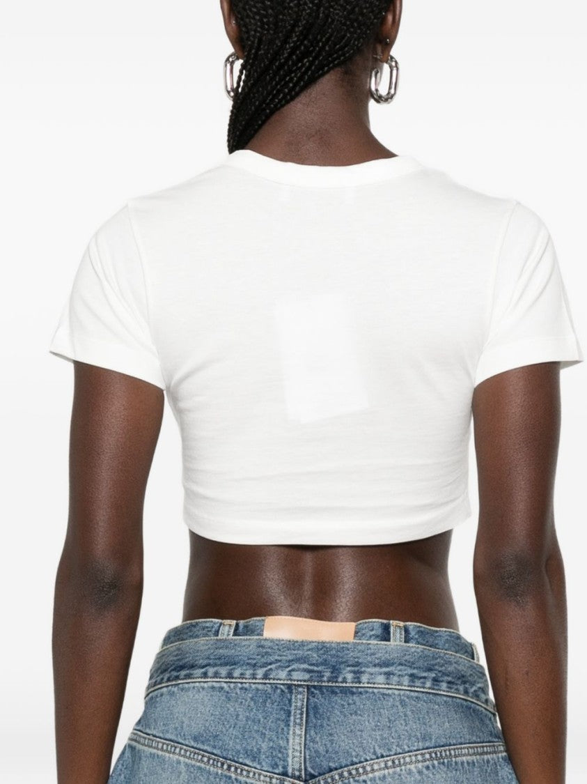 The Attico Black Cropped Short-Sleeved Cotton T-Shirt
