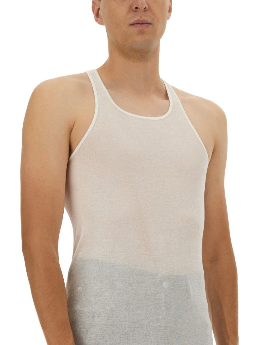 Rick Owens Sleeveless Cotton Top With Longer Back Hem