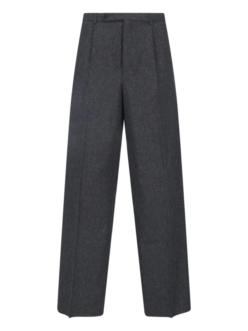 Jil Sander Gray High-Waisted Straight-Leg Wool Pants