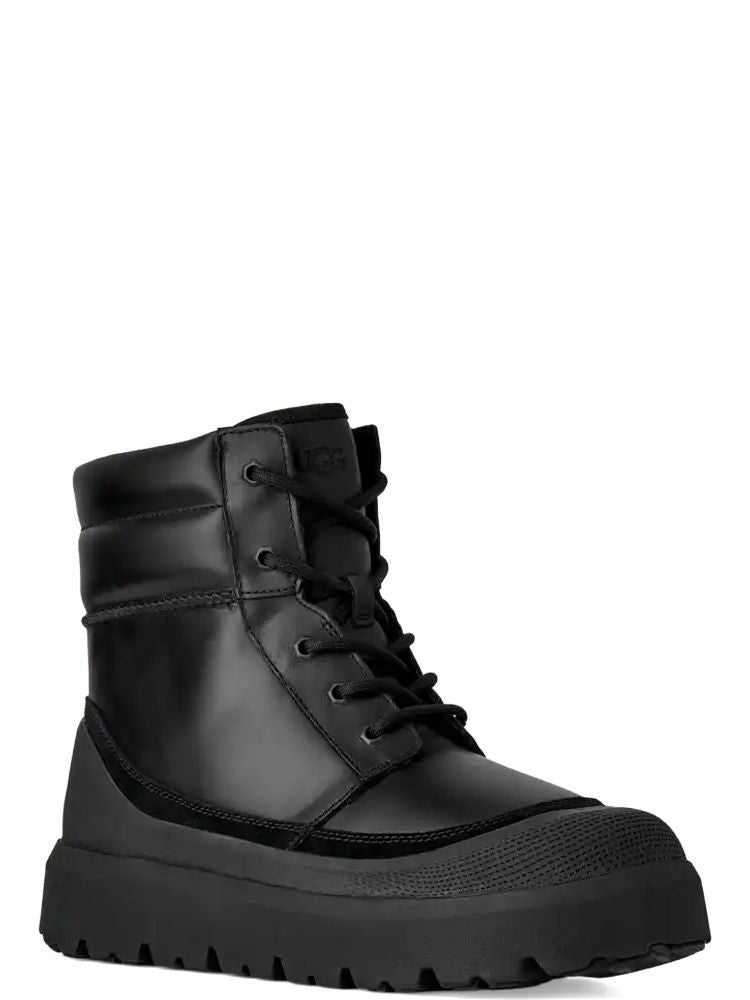 Ugg Black Neumel High Padded Collar Leather Ankle Boots