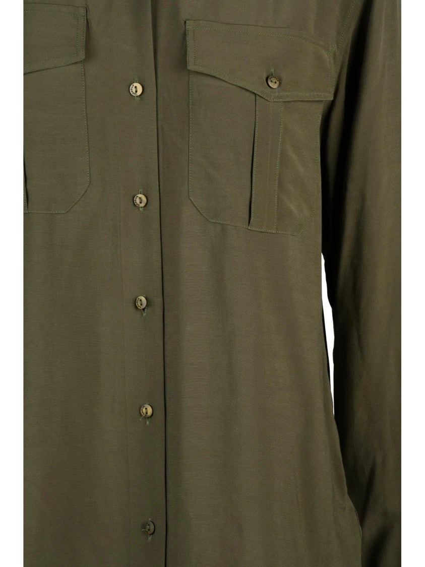 Dondup Military Green Fluid Viscose Blouse