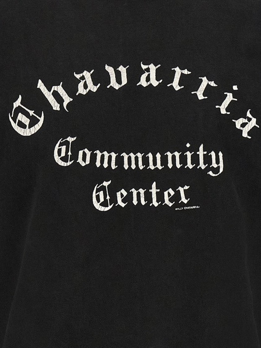 Willy Chavarria Contrasting Logo Black Cotton T-Shirt