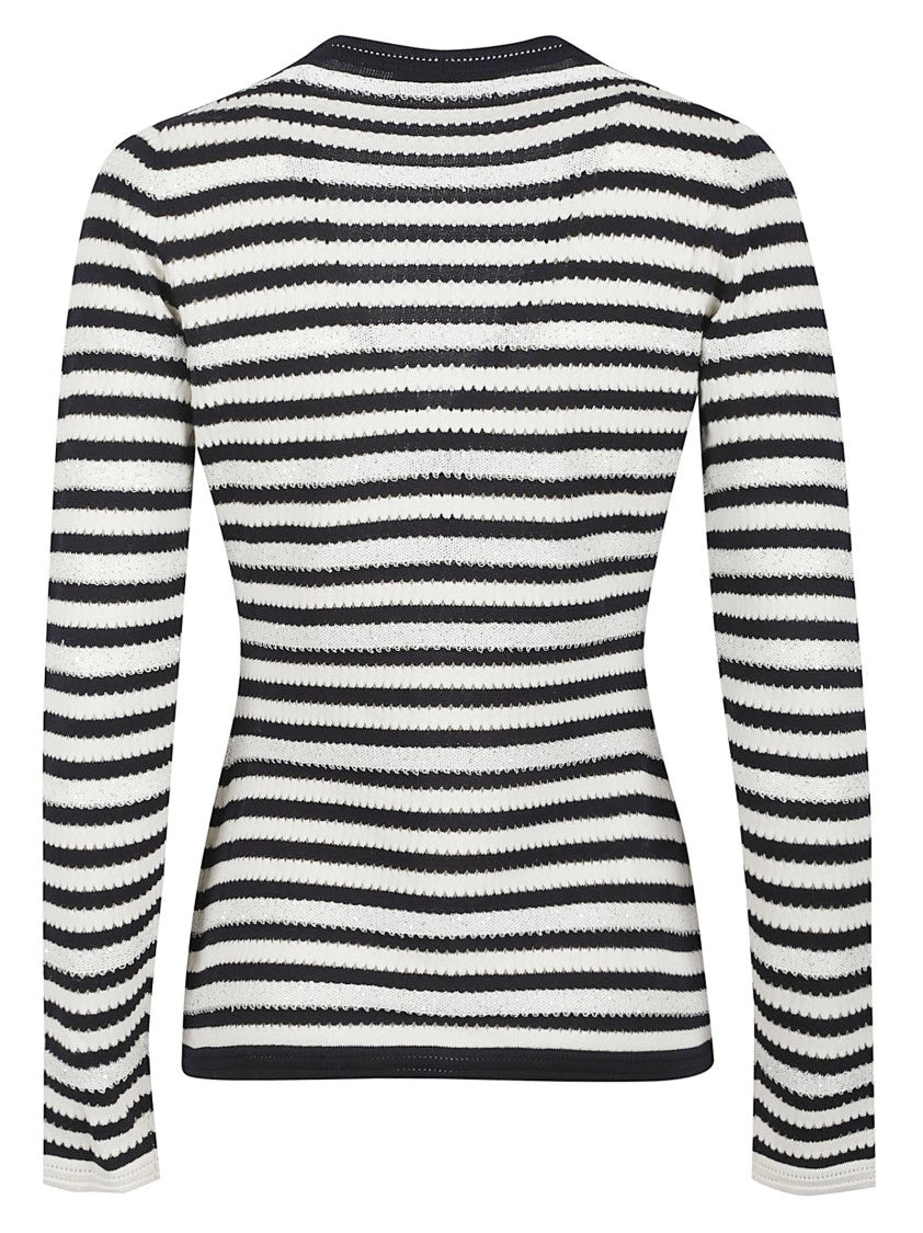 Fabiana Filippi V-Neck Fitted Sweater With Striped Pattern