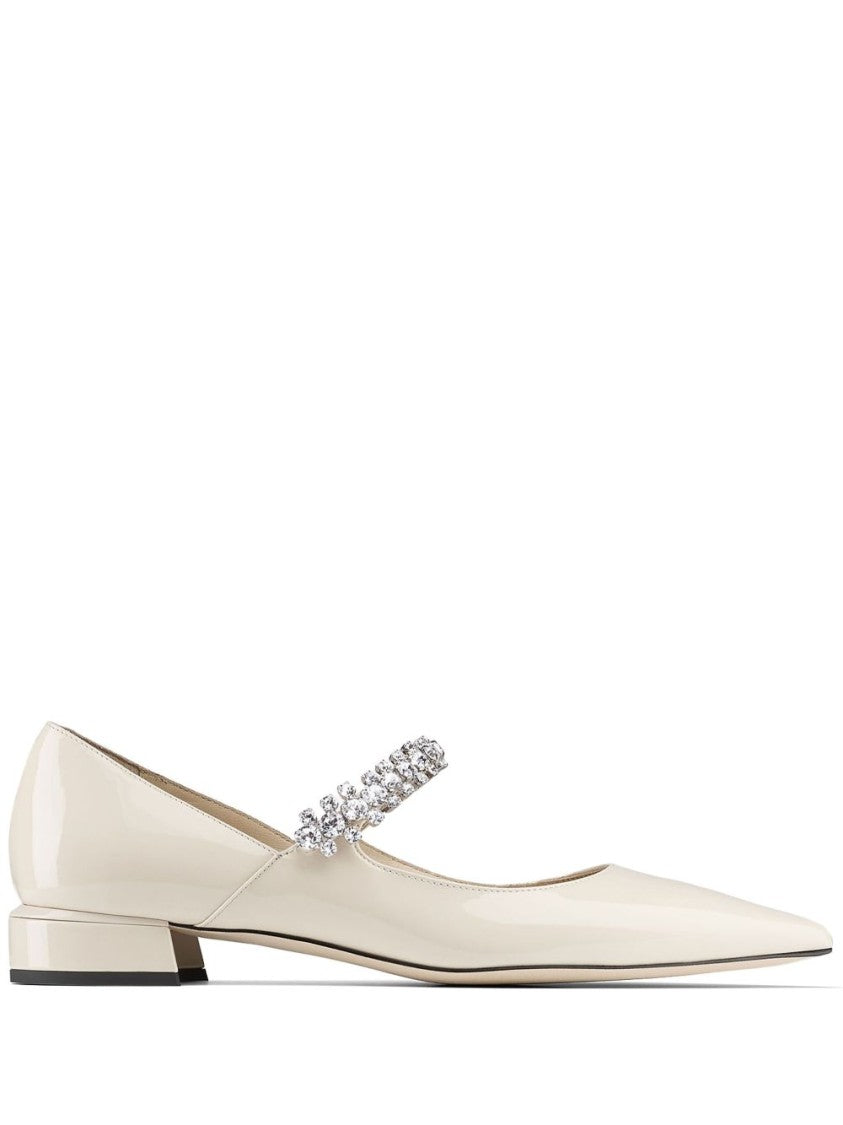 Jimmy Choo Pointed Toe Flats With Crystal Embellishments