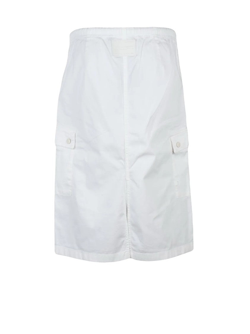 Replay Cotton Midi Skirt With Drawstring Closure And Flap Pockets