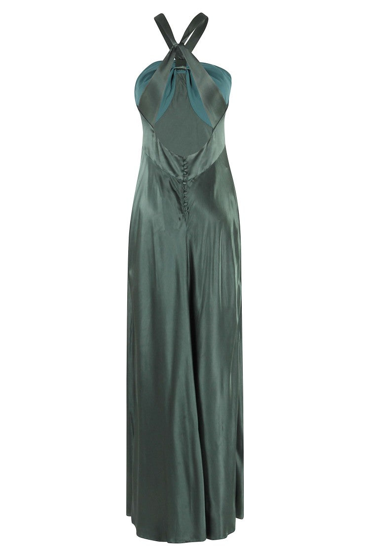 Rixo Satin-Finish Long Sleeveless Dress