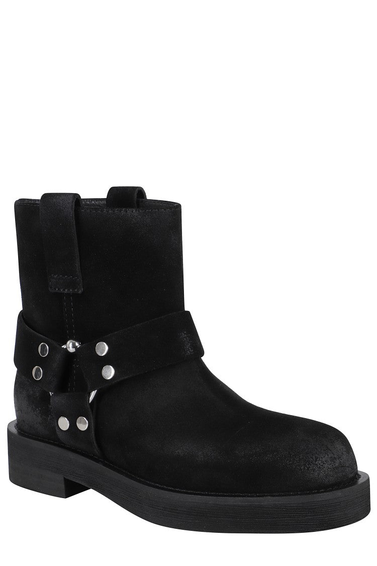3Juin Black Suede Ankle Boots With Square Toe