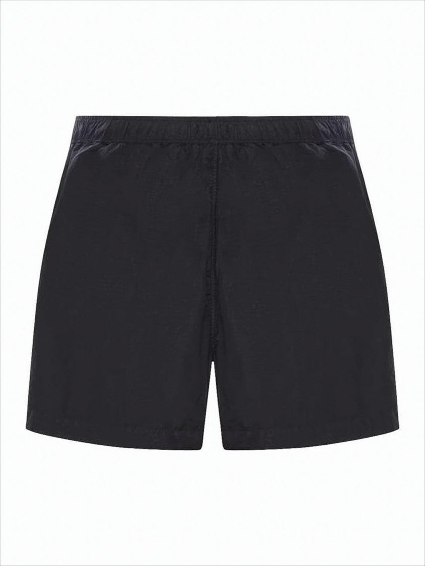 C.P. Company Streamlined Black Swim Shorts With Elastic Waistband