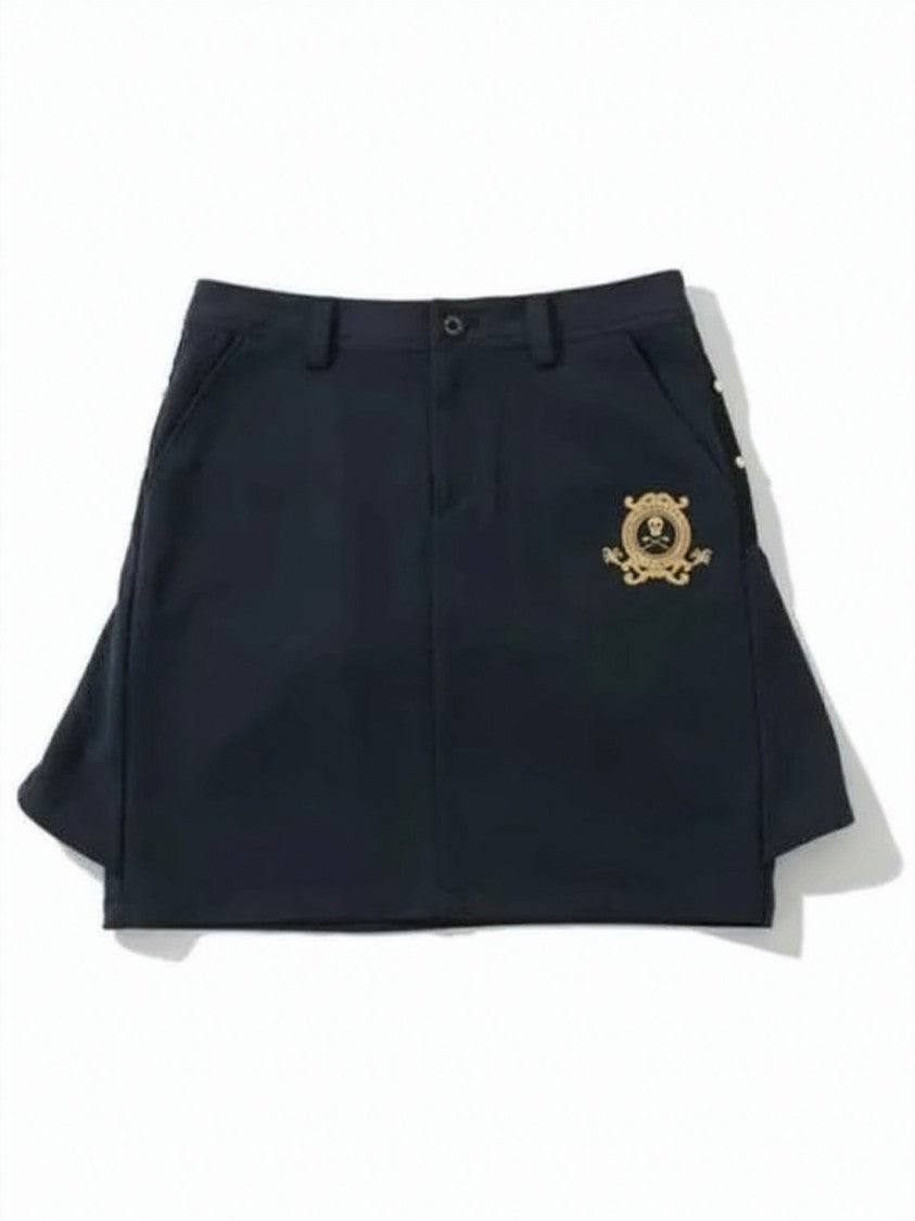 Mark&Lona Structured Black Mini Skirt With Button Closure