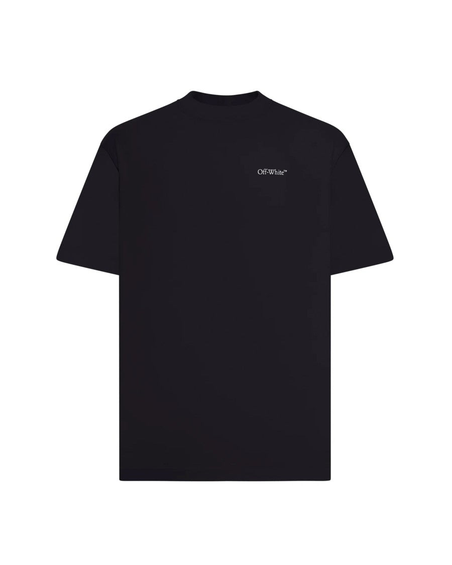 Off-White Black Crew Neck T-Shirt With Distressed Half Arrows Design