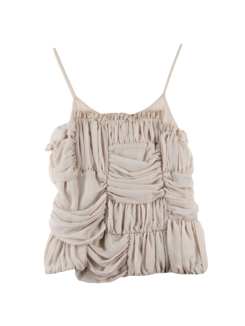 Comme Des Garçons Beige Patchwork Fluid Spaghetti Strap Polyester Tank Top