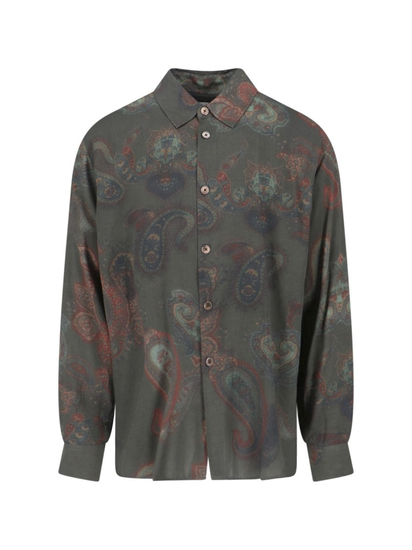 Our Legacy Green Forgotten Paisley Patterned Shirt