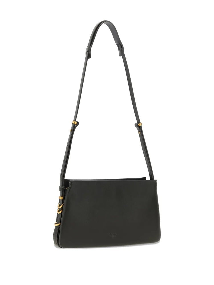 Pinko Rectangular Shoulder Bag In Smooth Cow Leather With Gold Accents