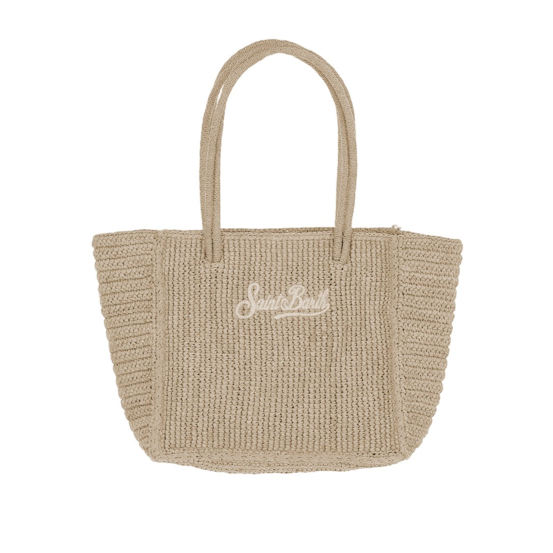 Mc2 Saint Barth Woven Raffia Handbag With Front Logo Detail