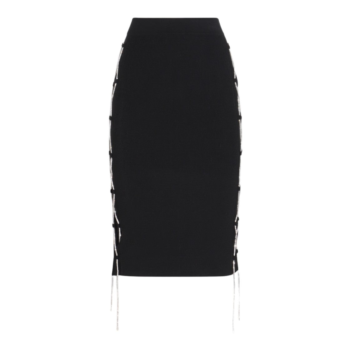 Giuseppe Di Morabito Fitted Black Pencil Skirt With Lace-Up Detail