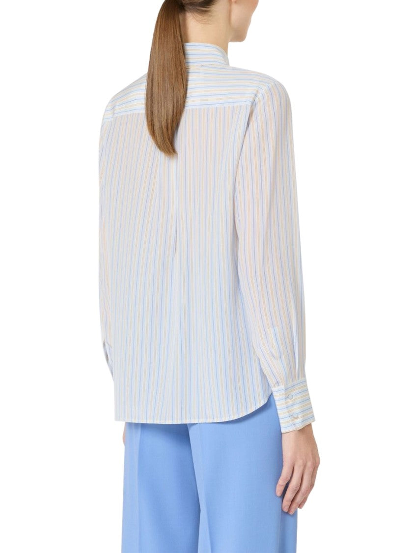 Max Mara Silk Shirt With Classic Collar And Vertical Stripes