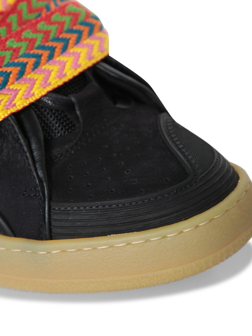 Lanvin Sporty Black Sneakers With Multi-Colored Woven Lace