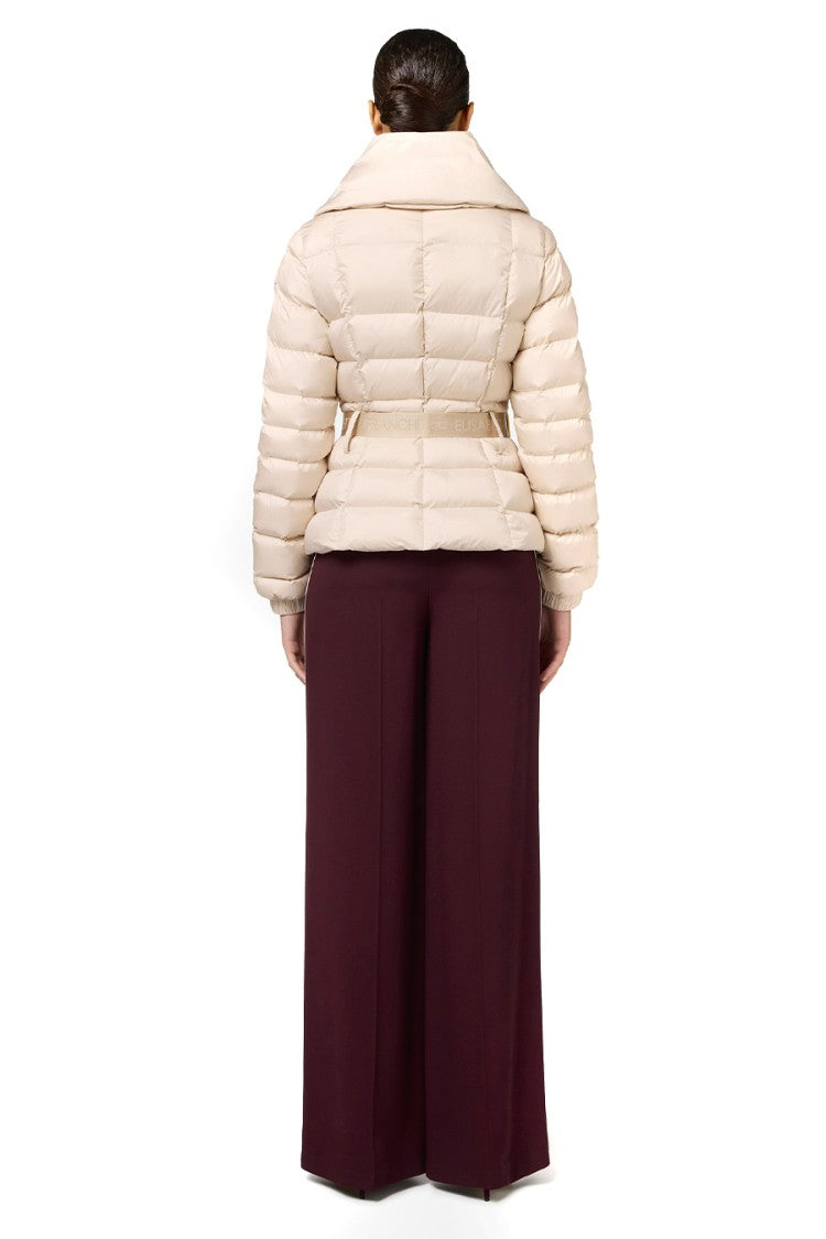 Elisabetta Franchi Quilted High Collar Jacket With Belted Waist