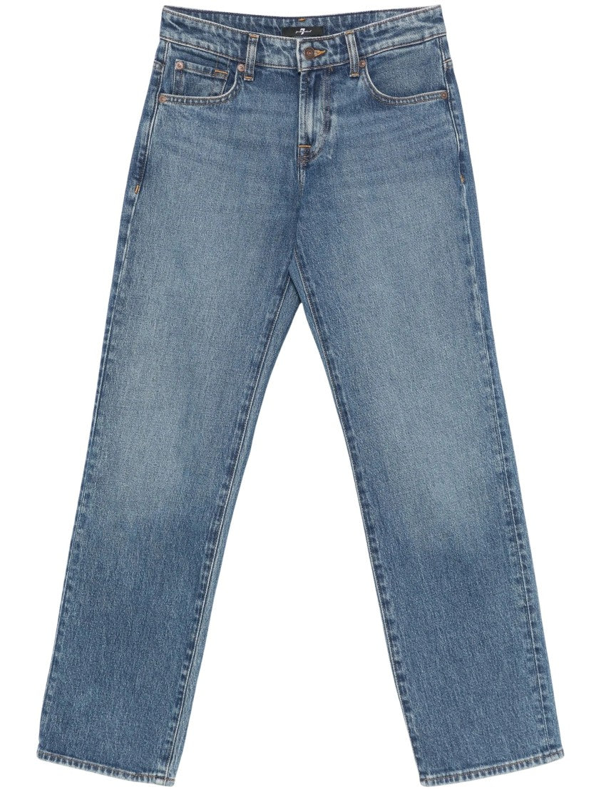 7 For All Mankind Light Wash Straight-Leg Jeans With Classic Five-Pocket Design