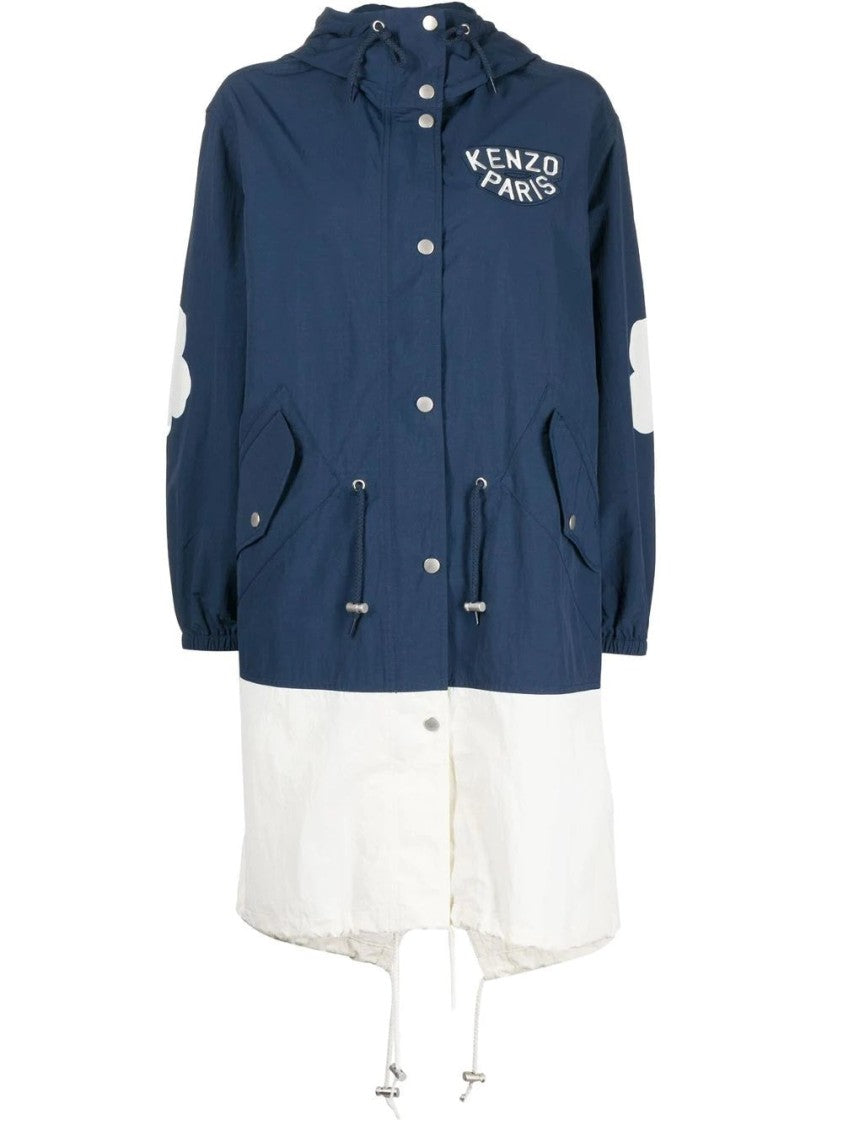Kenzo Two-Tone Elongated Windbreaker With Adjustable Drawstring
