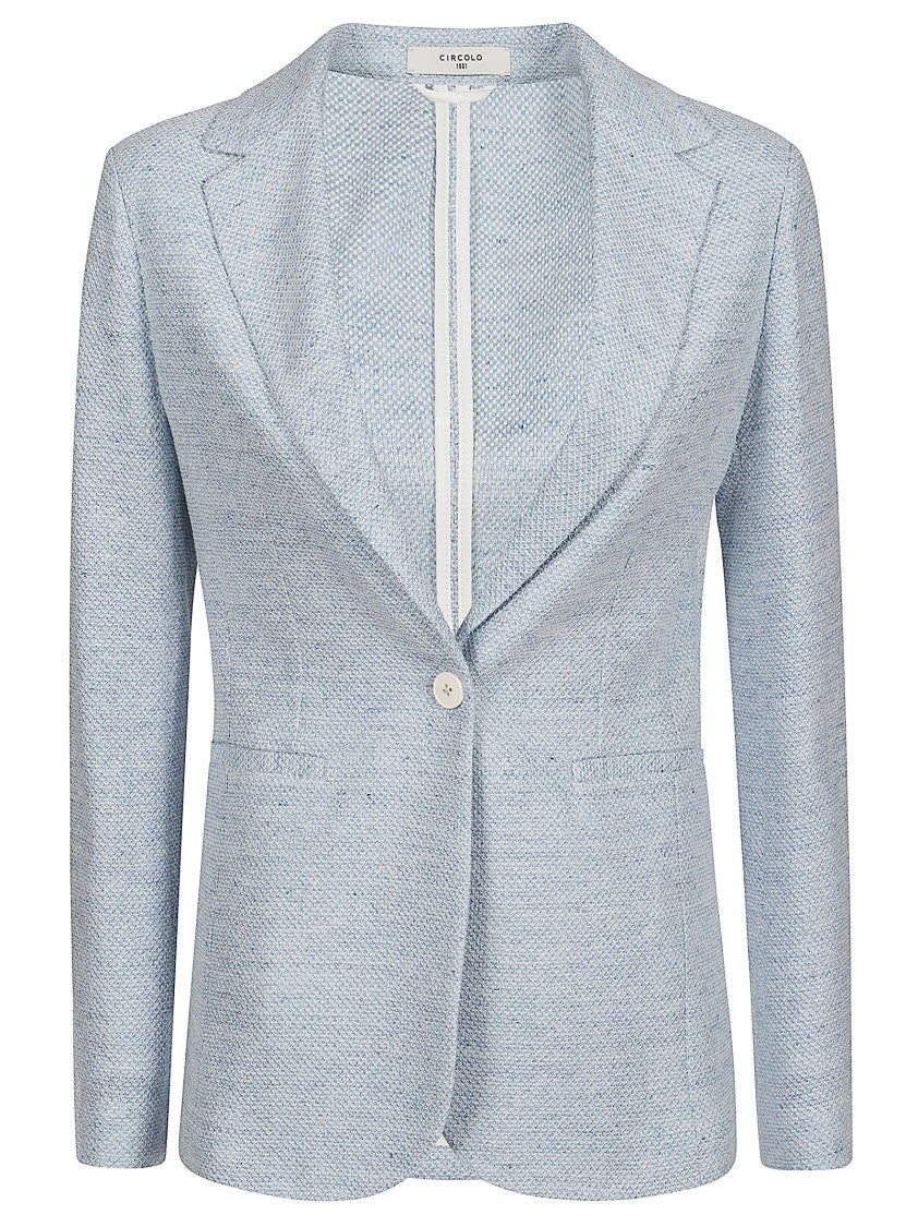 Circolo 1901 Textured Linen And Cotton Light Blue Jacket