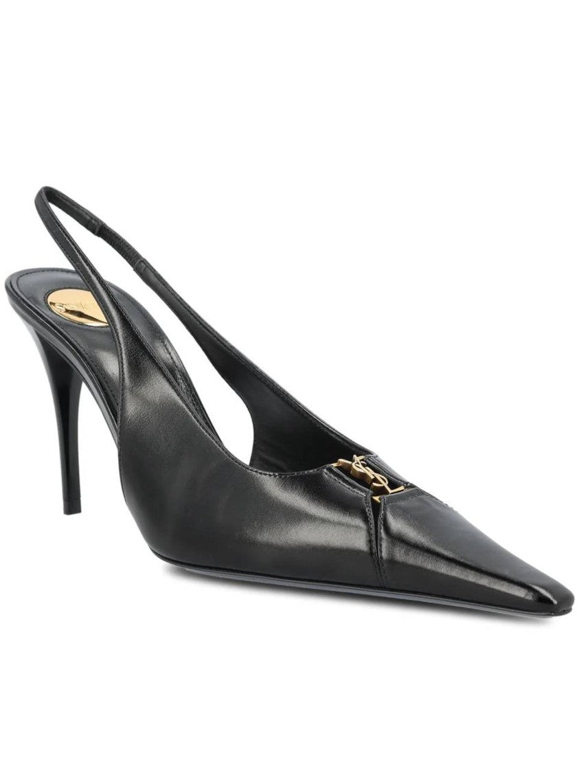 Saint Laurent Babylone 90 Pointed-Toe Leather Slingback Pumps