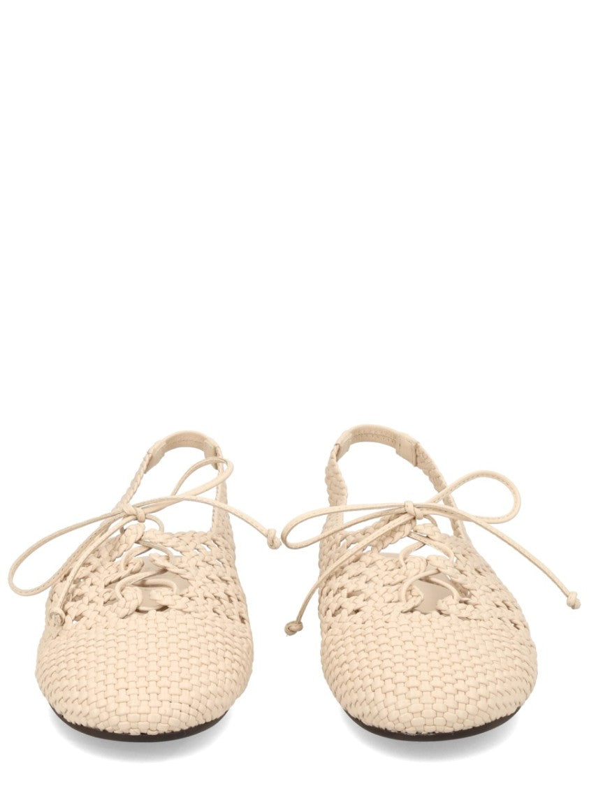 Hereu White Sardana Woven Lambskin Flats