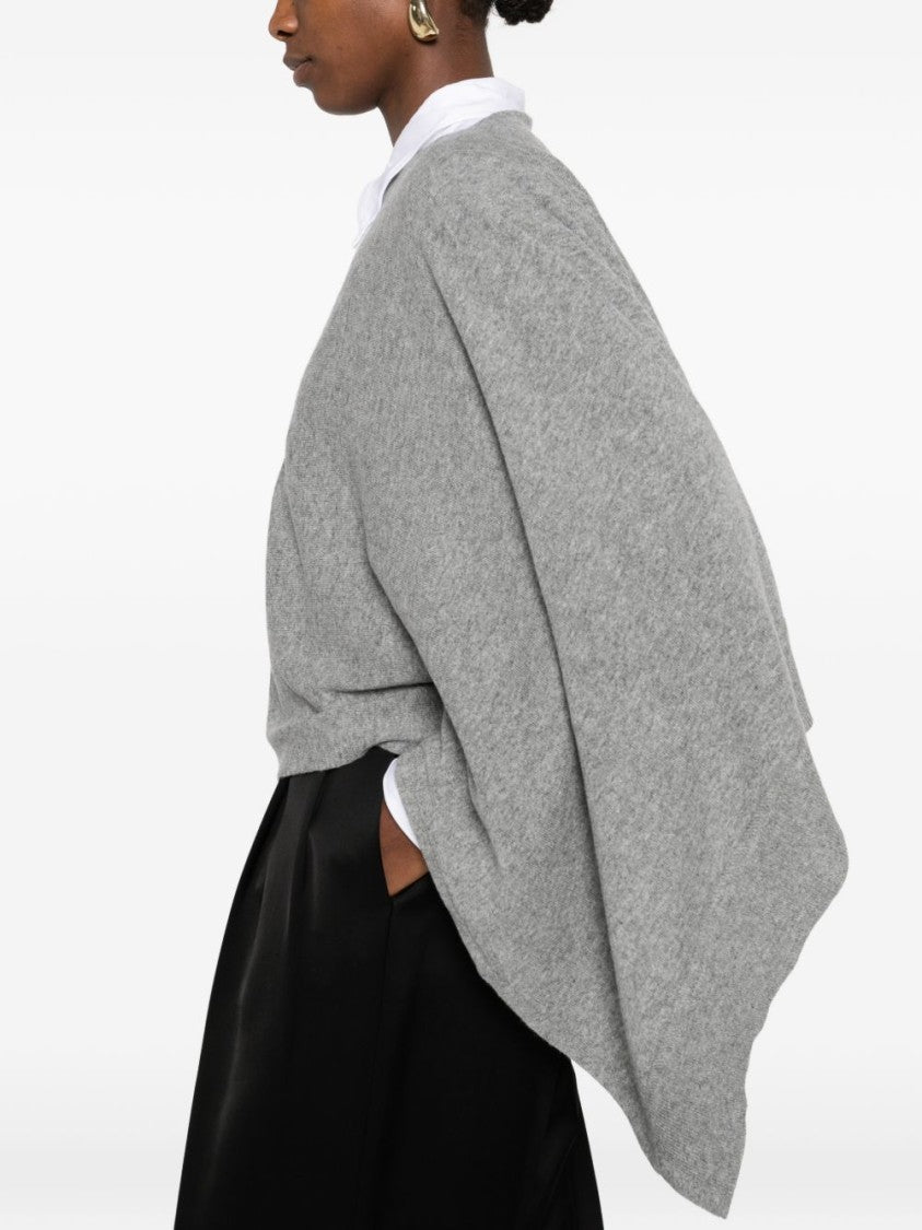 Jil Sander Gray Asymmetrical Shape Draped Sweater
