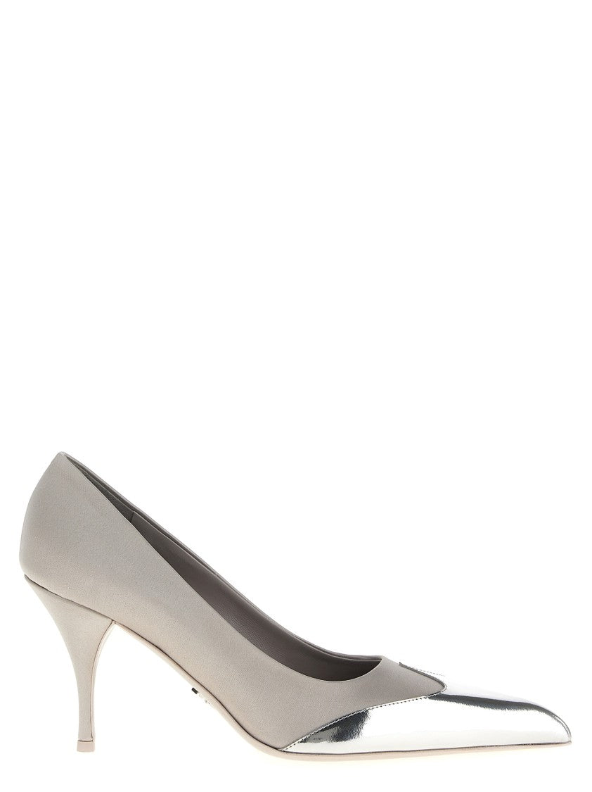 Prada Satin Pumps With Metallic Leather Accents
