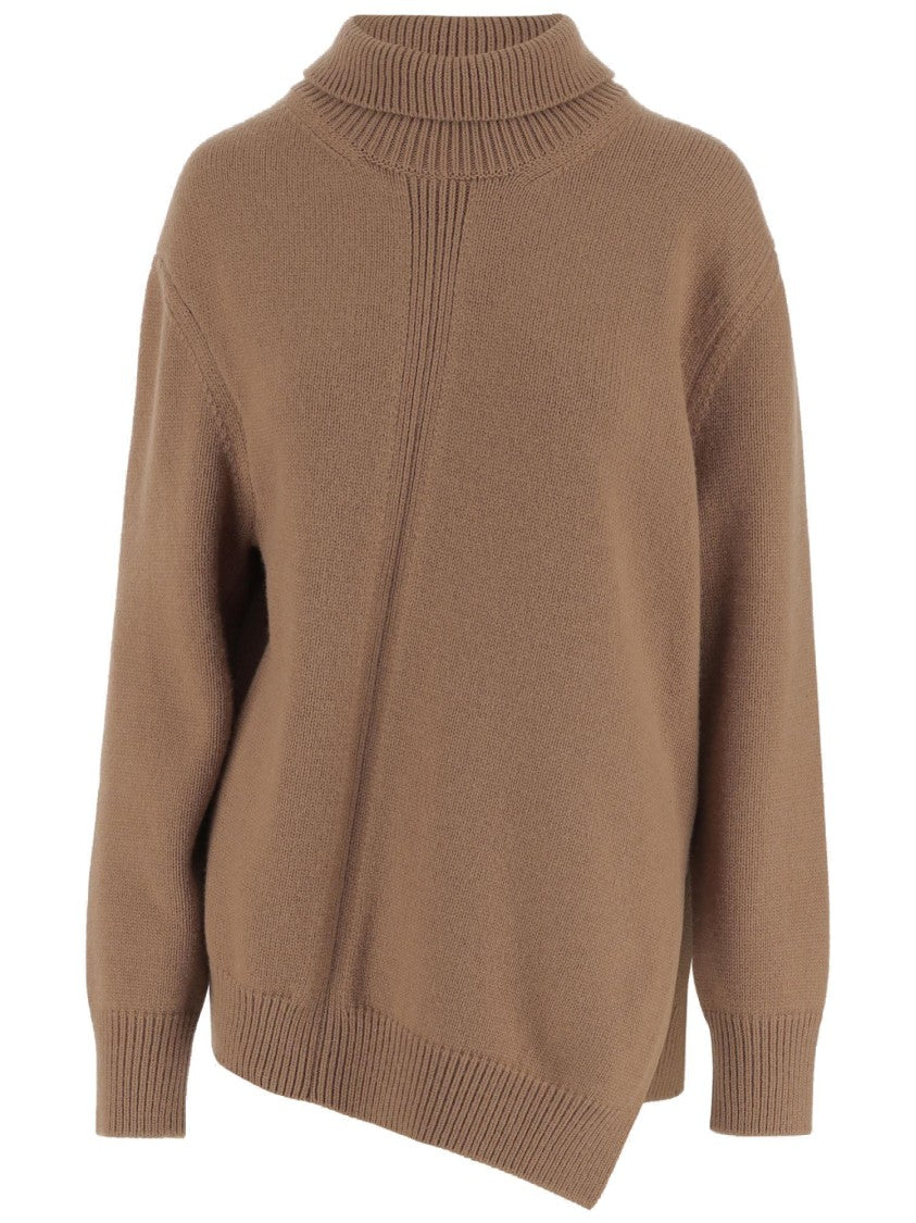 Jil Sander Asymmetrical High Neck Knit Sweater