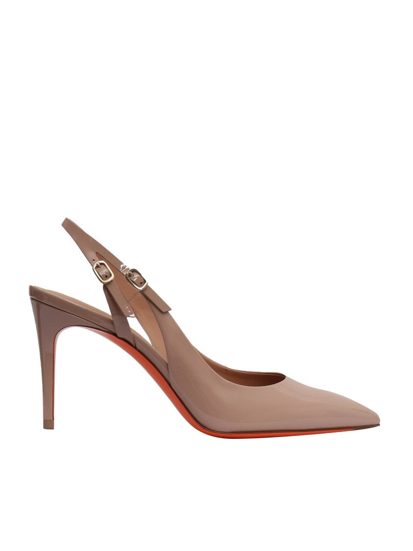 Santoni High-Heeled Calfskin Slingback Pumps