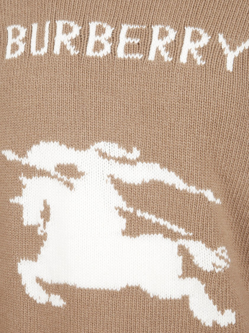 Burberry Ribbed Knit Sweater With Graphic Horse Motif