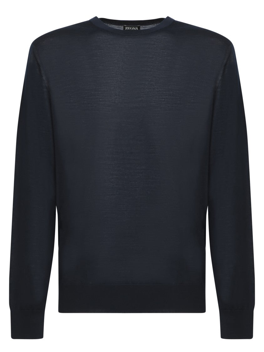 Zegna Blue Wool Crew Neck Knitwear