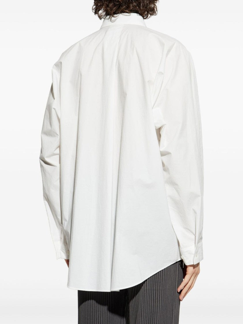 Homme Plissé Issey Miyake White Cotton Shirt With Front Button Fastening