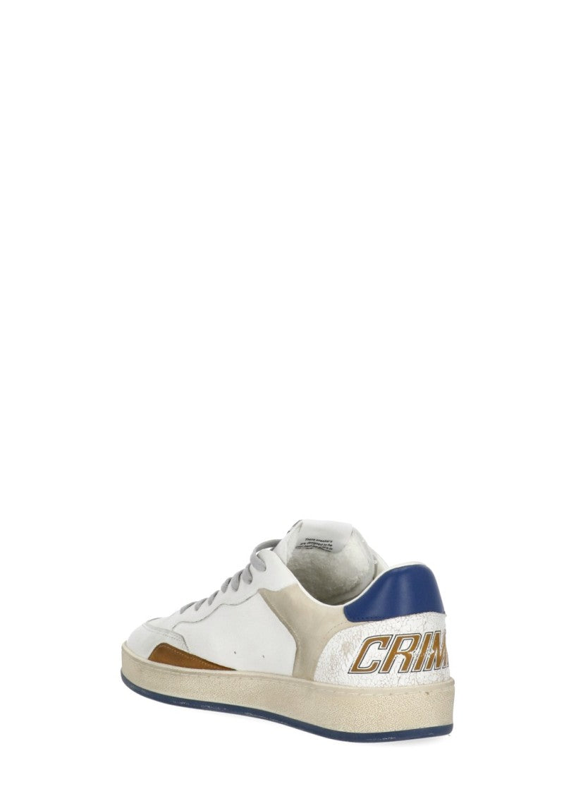 Crime London White Chelsea Used Effect Leather Sneakers