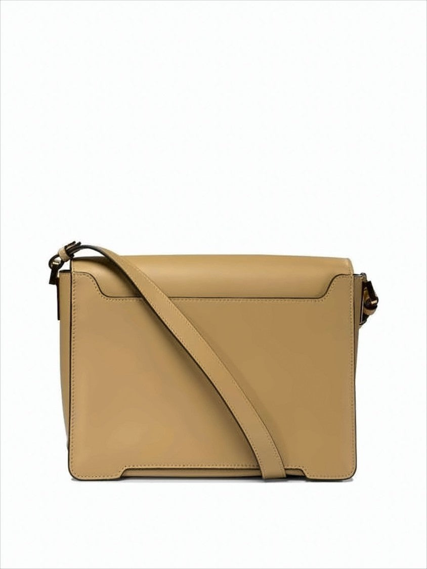 Marni Structured Brown Calf Leather Crossbody Bag With Gold-Tone Hardware