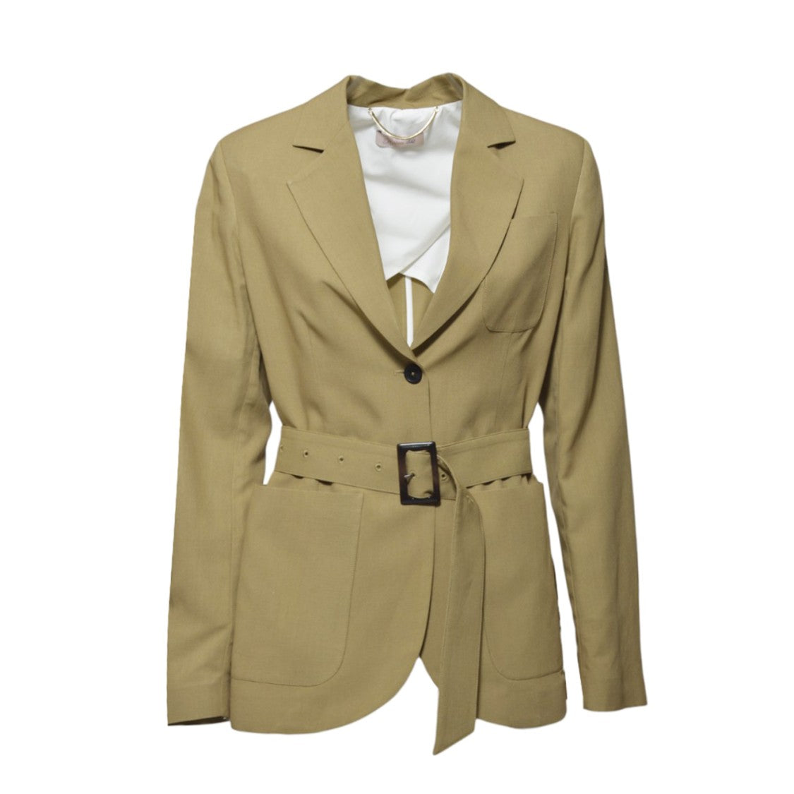 Room 52 Amal Single-Breasted Mustard Viscose And Linen Blazer